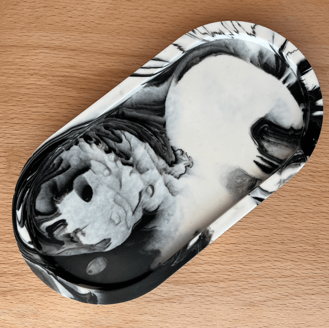 Black and white tray
