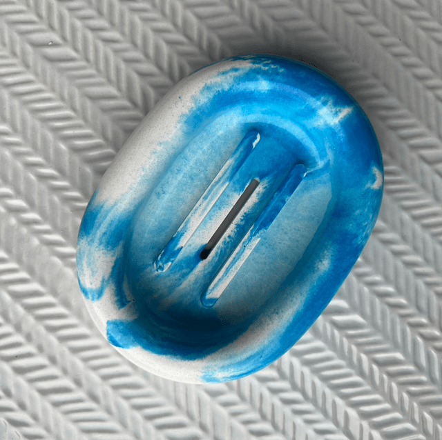Soap dish - oval - blue
