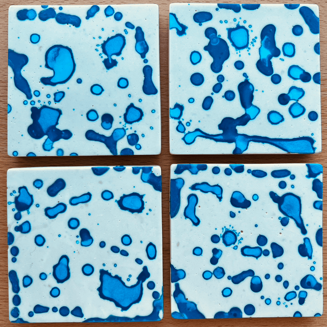 Blue spatter coaster  