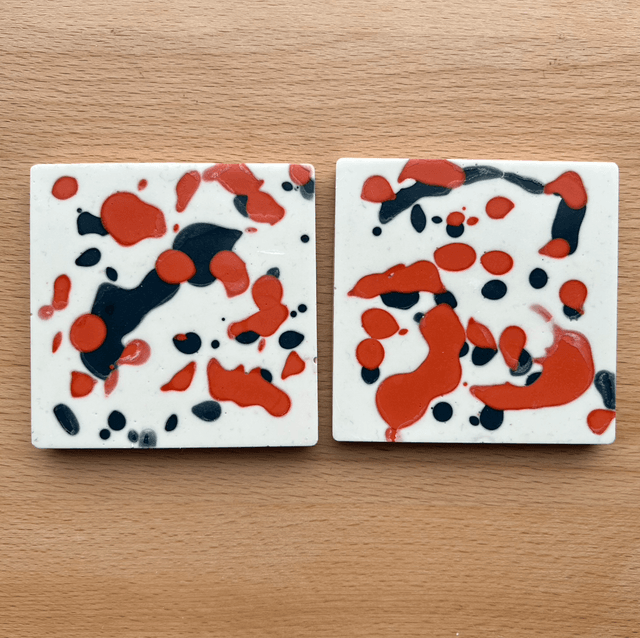 Brick red and navy coaster
