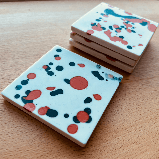 Brick red and navy coaster